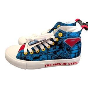 DC Comics Superman size 8 High Top Sneakers with Graphic Design by Bioworld New
